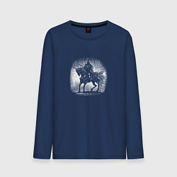 Лонгслив хлопковый мужской Воин на коне, цвет: тёмно-синий