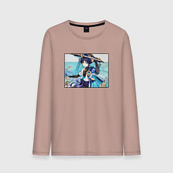 Лонгслив хлопковый мужской Скарамучча Геншин импакт, цвет: пыльно-розовый