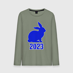 Мужской лонгслив 2023 силуэт кролика синий