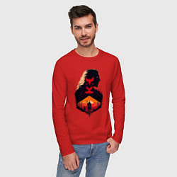 Лонгслив хлопковый мужской Геральт из Ривии, цвет: красный — фото 2