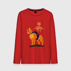 Лонгслив хлопковый мужской Stray - cat logo, цвет: красный