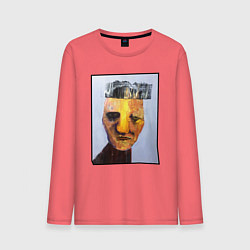 Лонгслив хлопковый мужской Страшный дядька, цвет: коралловый