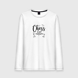 Лонгслив хлопковый мужской Chess is my therapy black, цвет: белый
