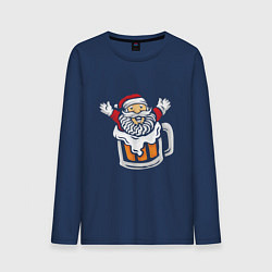 Лонгслив хлопковый мужской Санта в пиве, цвет: тёмно-синий