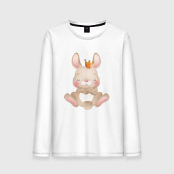 Лонгслив хлопковый мужской Милый зайчик с короной, цвет: белый
