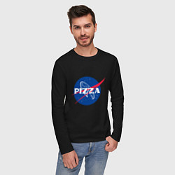 Лонгслив хлопковый мужской Nasa - pizza, цвет: черный — фото 2