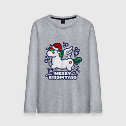 Лонгслив хлопковый мужской Unicorn - merry kiss my ass, цвет: меланж