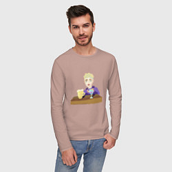 Лонгслив хлопковый мужской Бармен блондин, цвет: пыльно-розовый — фото 2