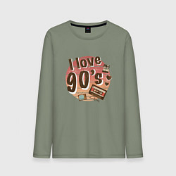 Лонгслив хлопковый мужской I love 90-s, цвет: авокадо