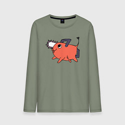 Лонгслив хлопковый мужской Демон бензопилы Почита, цвет: авокадо