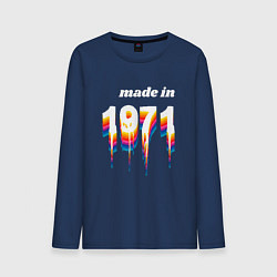 Лонгслив хлопковый мужской Made in 1971 liquid art, цвет: тёмно-синий