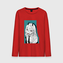 Лонгслив хлопковый мужской Пауэр Человек-Бензопила, цвет: красный