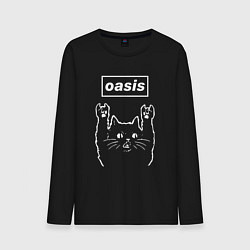 Лонгслив хлопковый мужской Oasis рок кот, цвет: черный