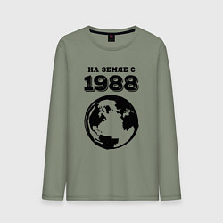 Лонгслив хлопковый мужской На Земле с 1988 с краской на светлом, цвет: авокадо