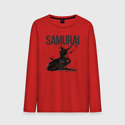Лонгслив хлопковый мужской Японский боевой самурай, цвет: красный