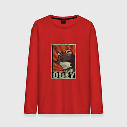 Лонгслив хлопковый мужской Obey frog, цвет: красный