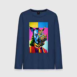 Лонгслив хлопковый мужской Сальвадор Дали и носорог, цвет: тёмно-синий