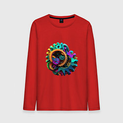Лонгслив хлопковый мужской Цветные шестерёнки, цвет: красный