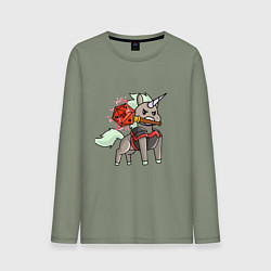 Лонгслив хлопковый мужской Единорог ДНД, цвет: авокадо