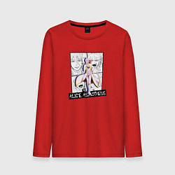 Лонгслив хлопковый мужской Элис Асмодей на фоне манги, цвет: красный