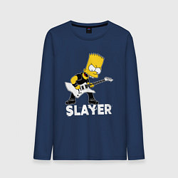 Лонгслив хлопковый мужской Slayer Барт Симпсон рокер, цвет: тёмно-синий