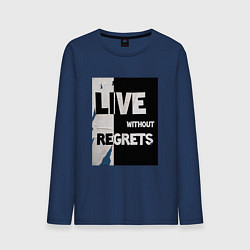 Лонгслив хлопковый мужской Черно белый арт, цвет: тёмно-синий