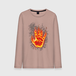 Лонгслив хлопковый мужской Ладонь в пламени, цвет: пыльно-розовый