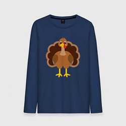 Лонгслив хлопковый мужской Turkey bird, цвет: тёмно-синий