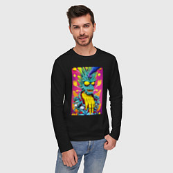Лонгслив хлопковый мужской Demon Oni - pop art, цвет: черный — фото 2