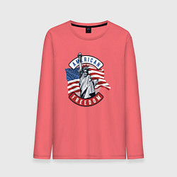 Лонгслив хлопковый мужской American freedom, цвет: коралловый