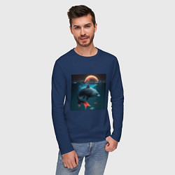 Лонгслив хлопковый мужской Морской волк-рыба, цвет: тёмно-синий — фото 2