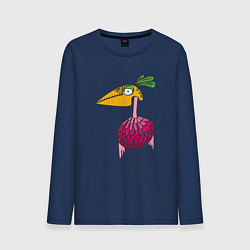 Лонгслив хлопковый мужской Птиц, цвет: тёмно-синий