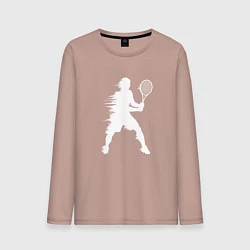 Лонгслив хлопковый мужской Белый силуэт теннисиста, цвет: пыльно-розовый