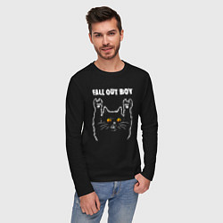 Лонгслив хлопковый мужской Fall Out Boy rock cat, цвет: черный — фото 2