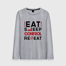 Мужской лонгслив Надпись: eat sleep Control repeat