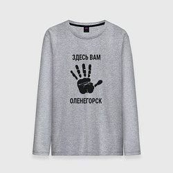Лонгслив хлопковый мужской Здесь вам Оленегорск, цвет: меланж