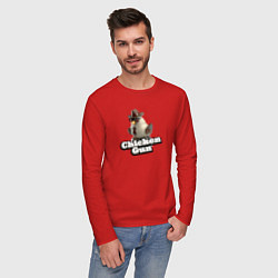 Лонгслив хлопковый мужской Chicken Gun illustration, цвет: красный — фото 2