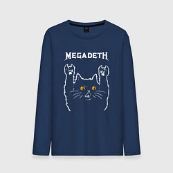 Лонгслив хлопковый мужской Megadeth rock cat, цвет: тёмно-синий