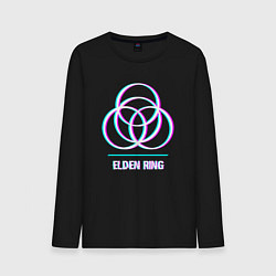 Лонгслив хлопковый мужской Elden Ring в стиле glitch и баги графики, цвет: черный