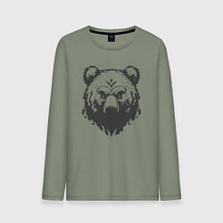 Лонгслив хлопковый мужской Бурый медведь, цвет: авокадо