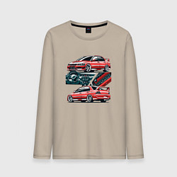 Лонгслив хлопковый мужской Mitsubishi Lancer Evolution IX V1, цвет: миндальный