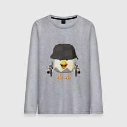 Лонгслив хлопковый мужской Chicken Gun в каске, цвет: меланж