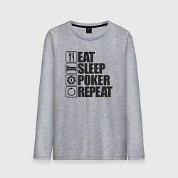 Лонгслив хлопковый мужской Eat, sleep, poker, repeat, цвет: меланж