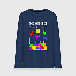 Лонгслив хлопковый мужской Tetris - the game is never over, цвет: тёмно-синий