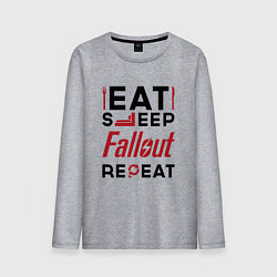 Мужской лонгслив Надпись: eat sleep Fallout repeat