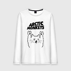 Лонгслив хлопковый мужской Arctic Monkeys - rock cat, цвет: белый