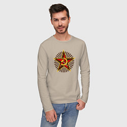 Лонгслив хлопковый мужской Star USSR, цвет: миндальный — фото 2