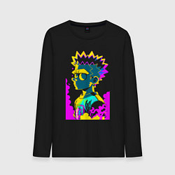 Лонгслив хлопковый мужской Bart Simpson - pop art, цвет: черный