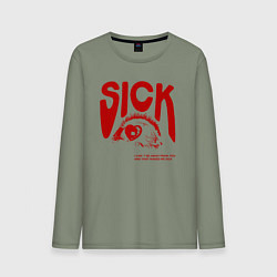 Лонгслив хлопковый мужской Sick i cant away from you red, цвет: авокадо
