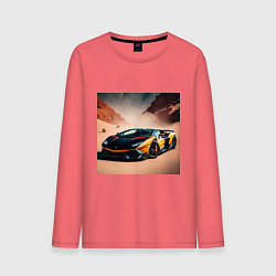 Лонгслив хлопковый мужской Lamborghini Aventador, цвет: коралловый